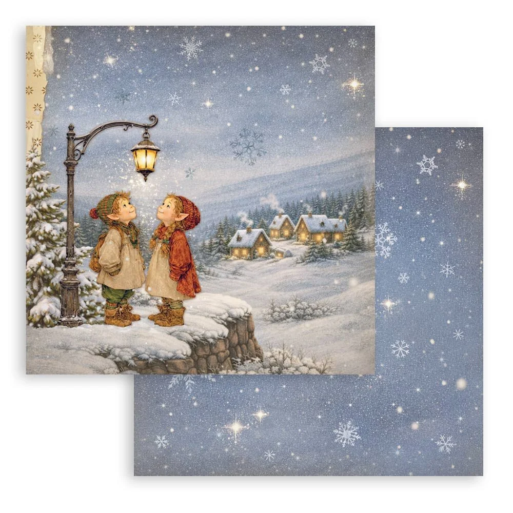 Stamperia - Silent Night - Scrapbooking Paper - Street Lamp - SBB1169
