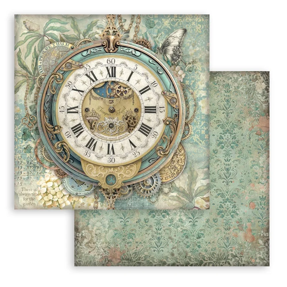 Stamperia - Gardens of Time - Scrapbooking Paper - Big Clock - SBB1145