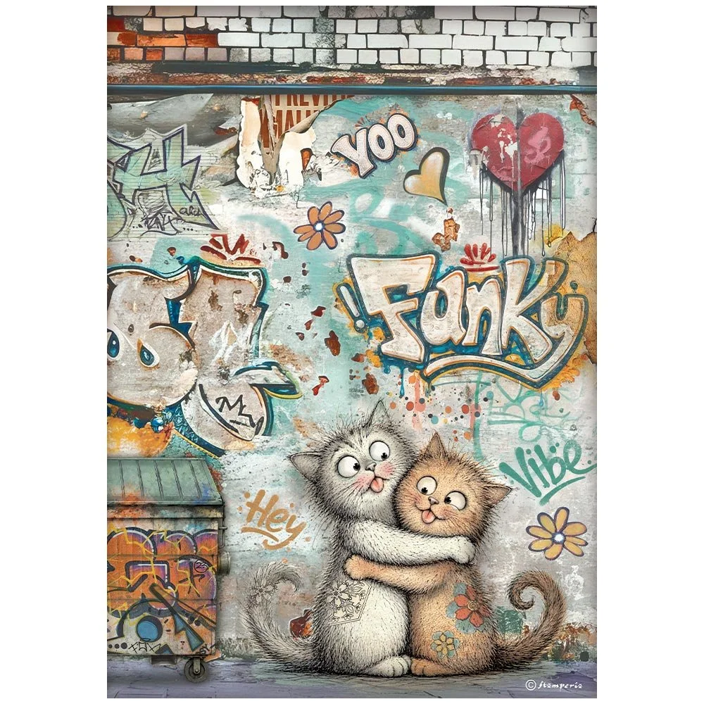 Stamperia - Furry Friends 2 - A4 Rice Paper - Funky Cats - DFSA41174