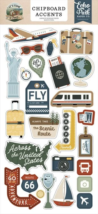 Echo Park - Chipboard Accents - It's Time to Travel - TTT494021