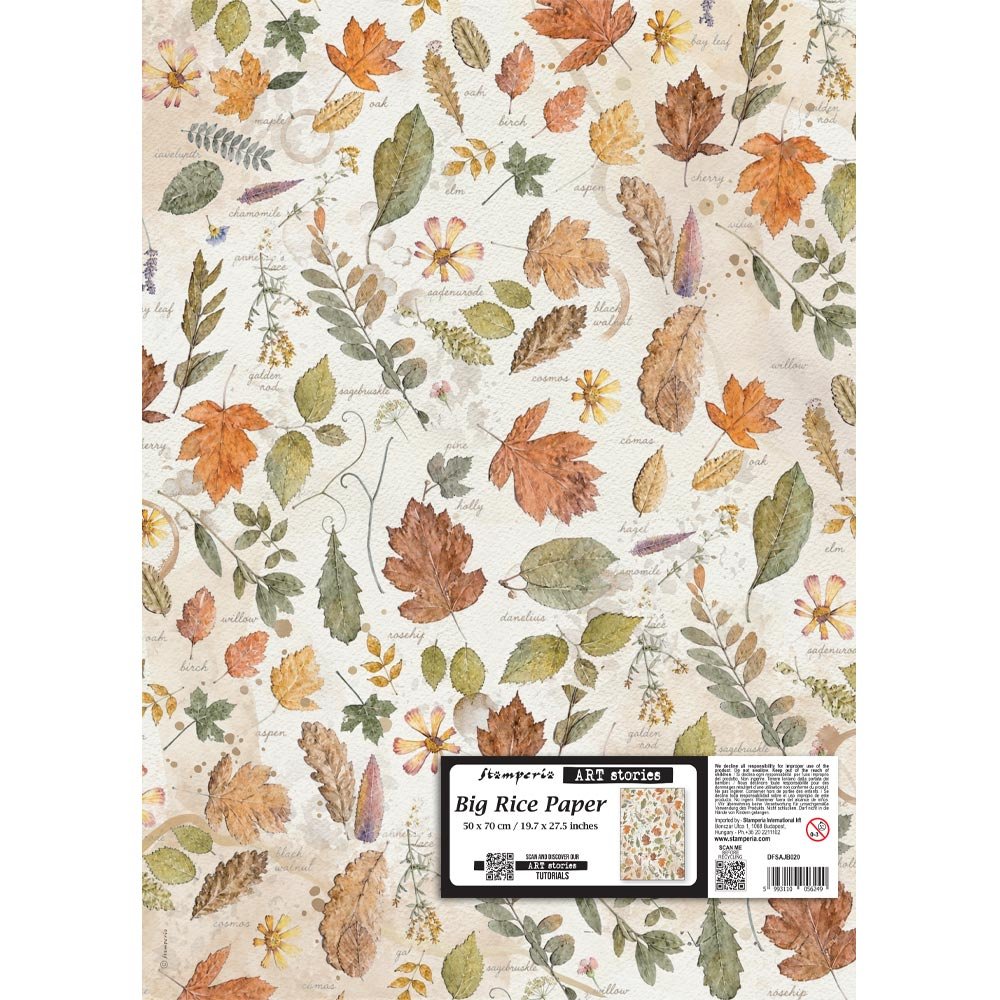 Stamperia - Flowers & Poems - XL Rice Paper - 50 x 70cm - Leaves - DFSAJB020