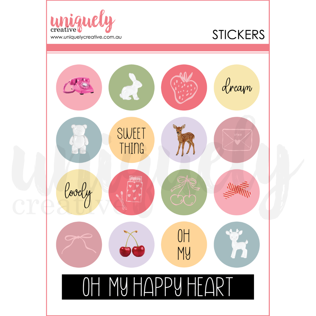 Uniquely Creative - Oh So Lovely - Little Happy Things Chipboard Stickers - UCE2220