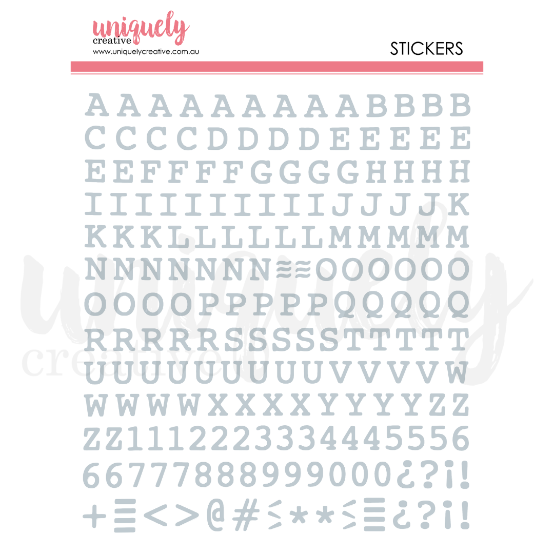 Uniquely Creative - Puffy Silver Alpha Stickers - Uppercase - UCE2231