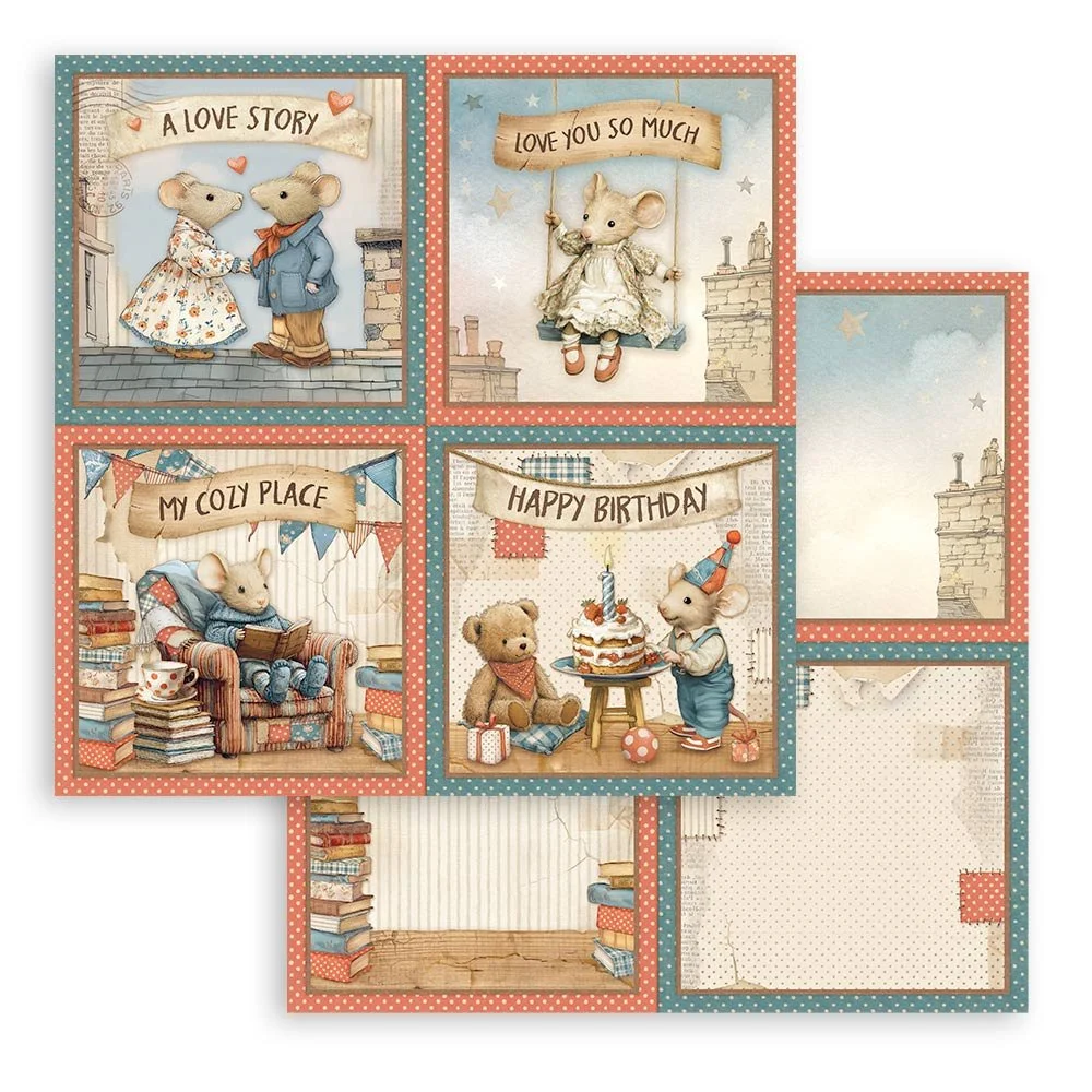 Stamperia - Family - Scrapbooking Paper - 4 Cards - SBB1119