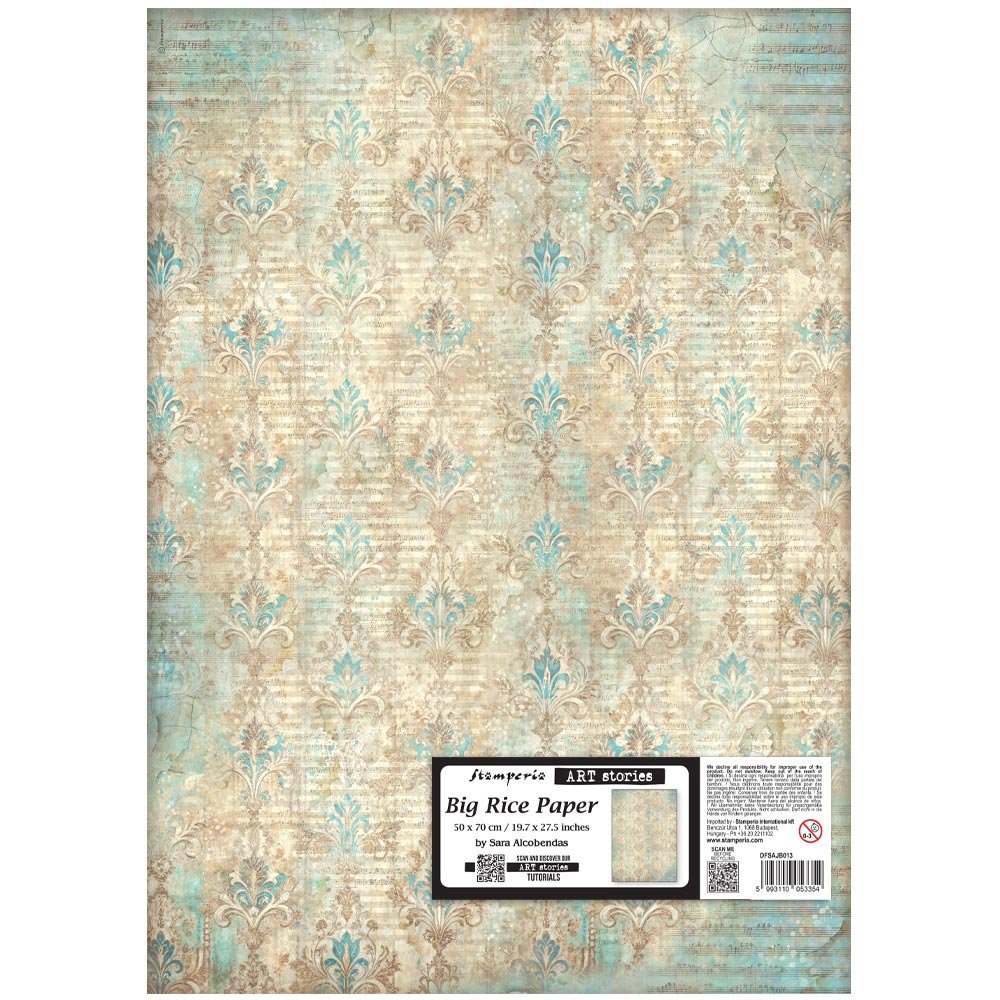 Stamperia - Symphony - Rice Paper - 50x 70cm - Tapestry Pattern - DFSAJB013
