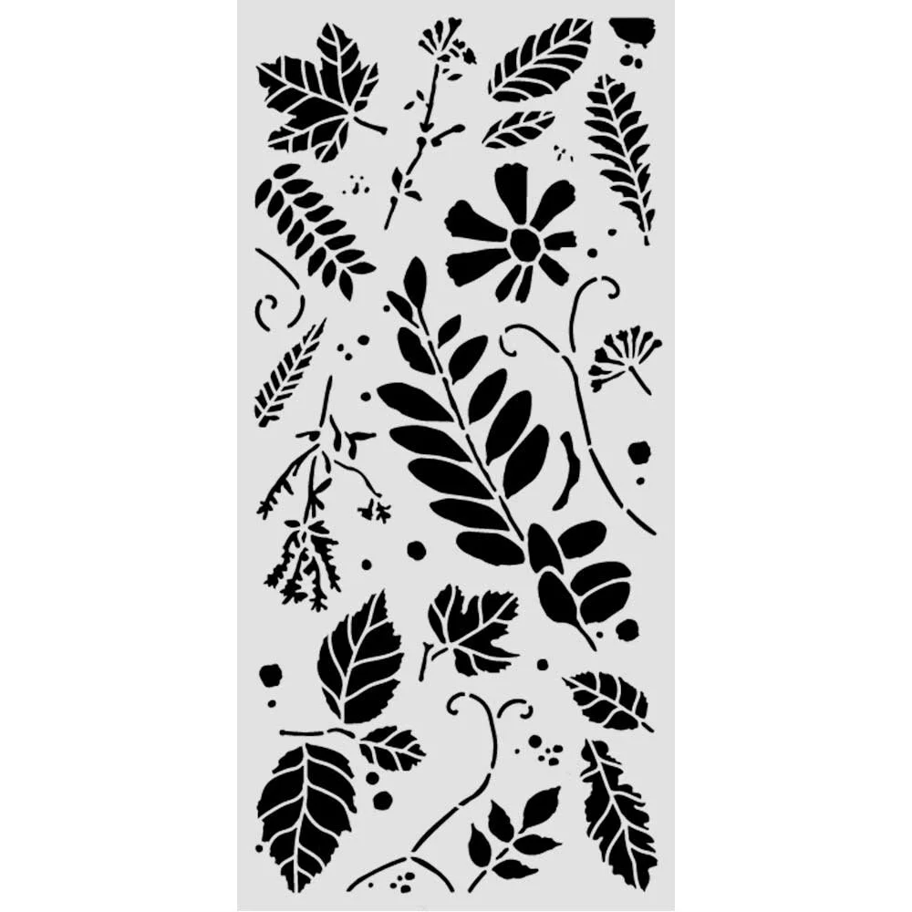 Stamperia - Flowers & Poems - 12 x 25cm Stencil - Mixed Leaves - KSTDL176