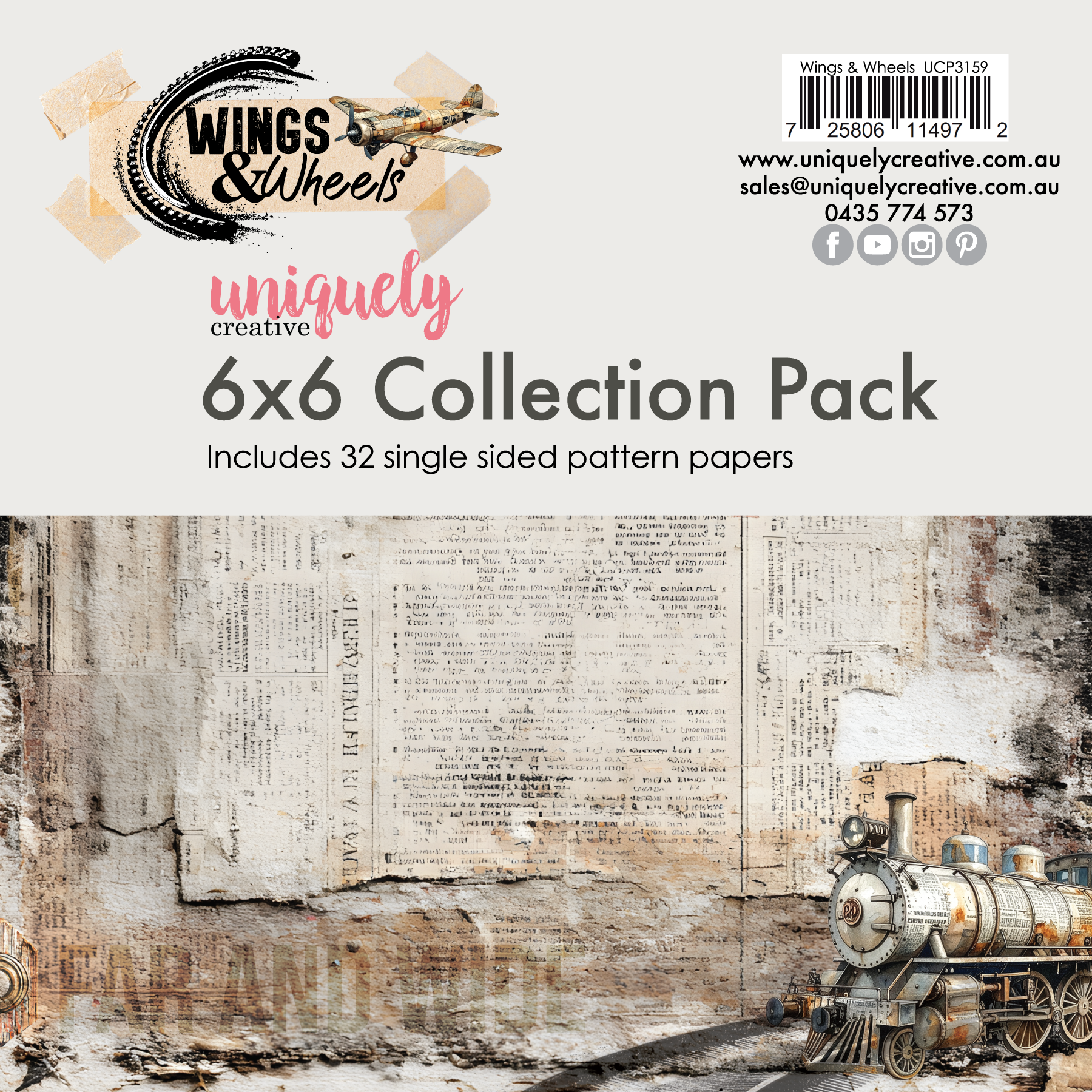 Uniquely Creative - Wings & Wheels - 6 x 6 Collection Pack - UCP3159