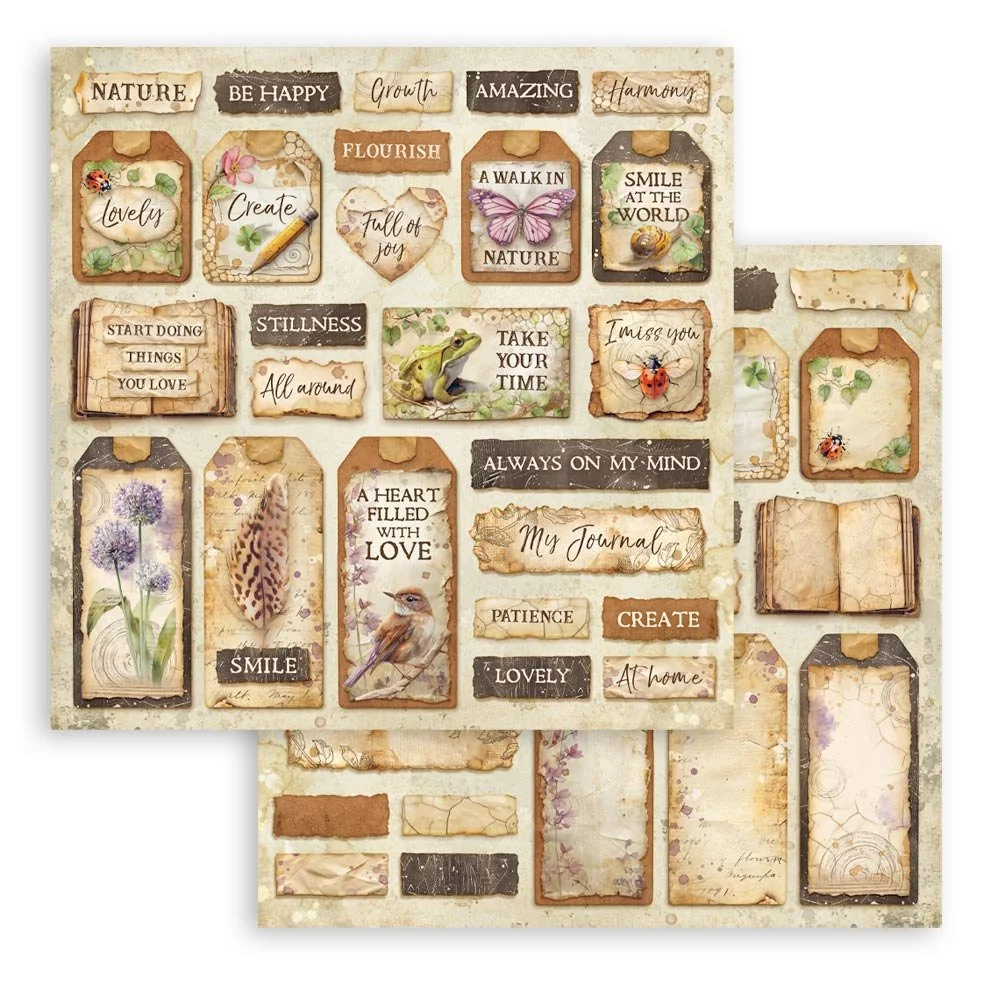 Stamperia - All Around - Scrapbooking Paper - Tags - SBB1151