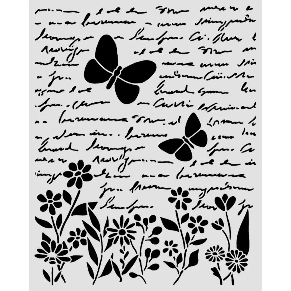 Stamperia - Daisy Art - Stencil - 20 x 25cm - Letter & Butterfly - KSTD199
