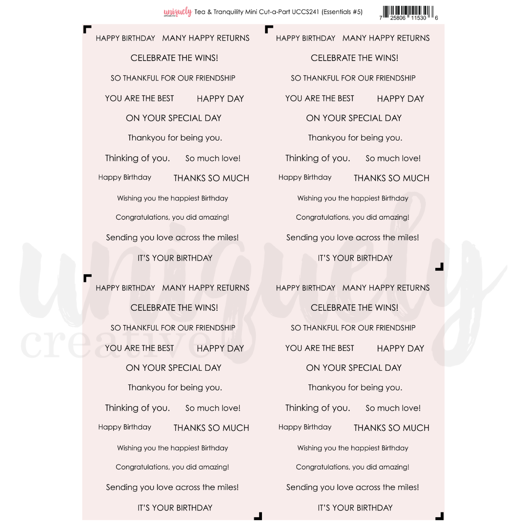 Uniquely Creative - Tea & Tranquility - Cut-a-Part Sheet Mini - UCCS241