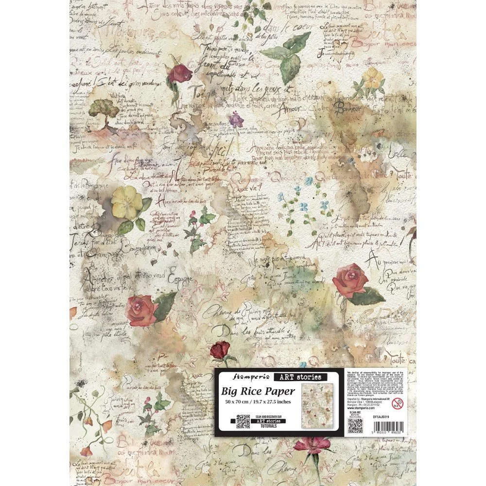 Stamperia - Flowers & Poems - XL Rice Paper - 50 x 70cm - Pattern - DFSAJB019