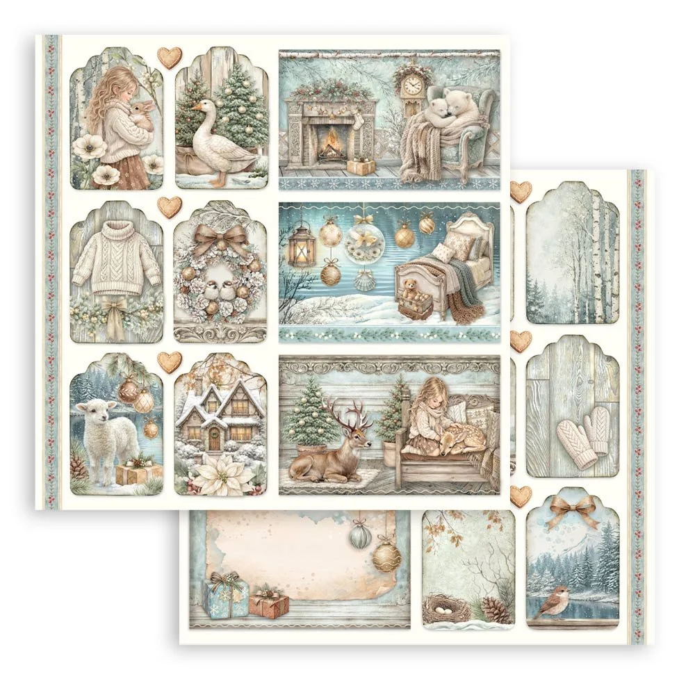 Stamperia - White Christmas - Scrapbooking Paper - Mixed Cards & Tags - SBB1159