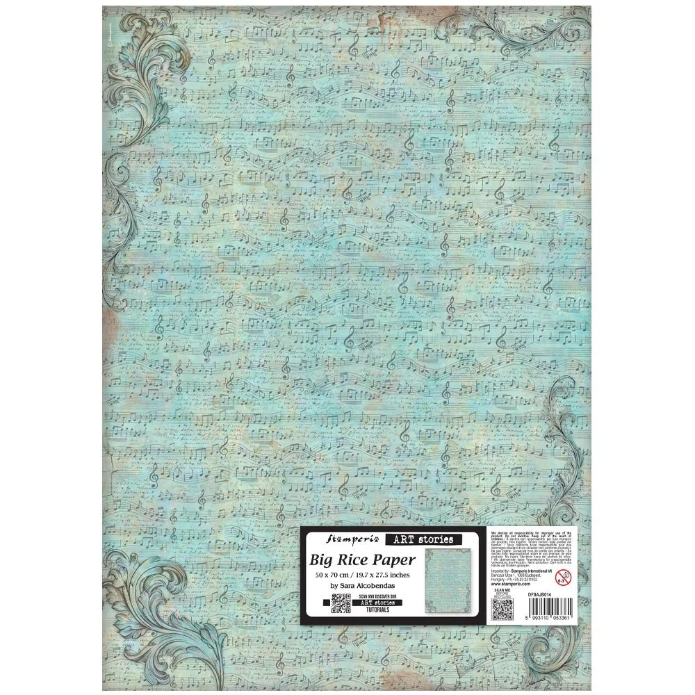 Stamperia - Symphony - Rice Paper - 50x 70cm - Sheet Music Pattern - DFSAJB014
