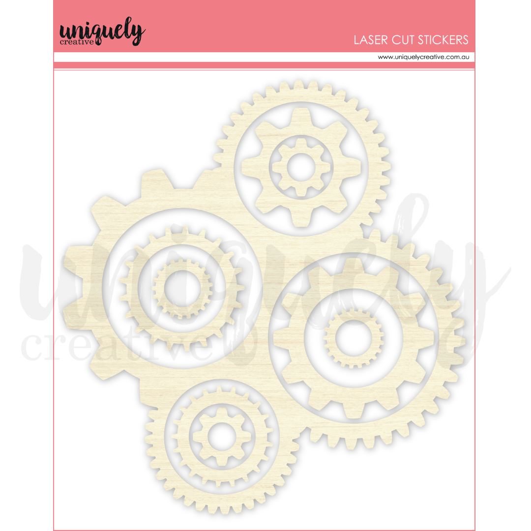 Uniquely Creative - Delighted Curiosities - Wooden Cog Stickers - UCL1775
