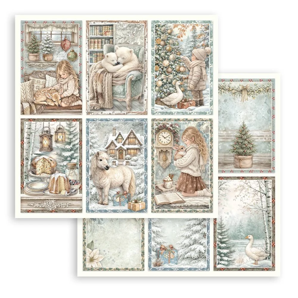 Stamperia - White Christmas - Scrapbooking Paper - 6 Cards - SBB1158