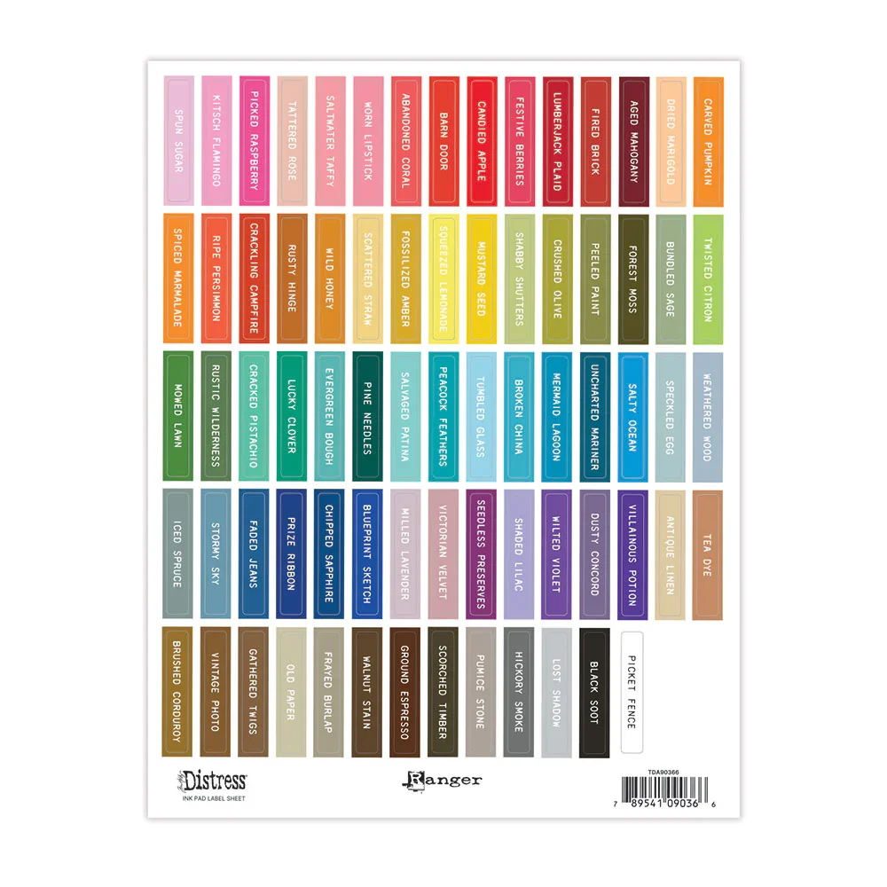Tim Holtz - Distress Ink Pad Label Sheets - White Print - TDA90366