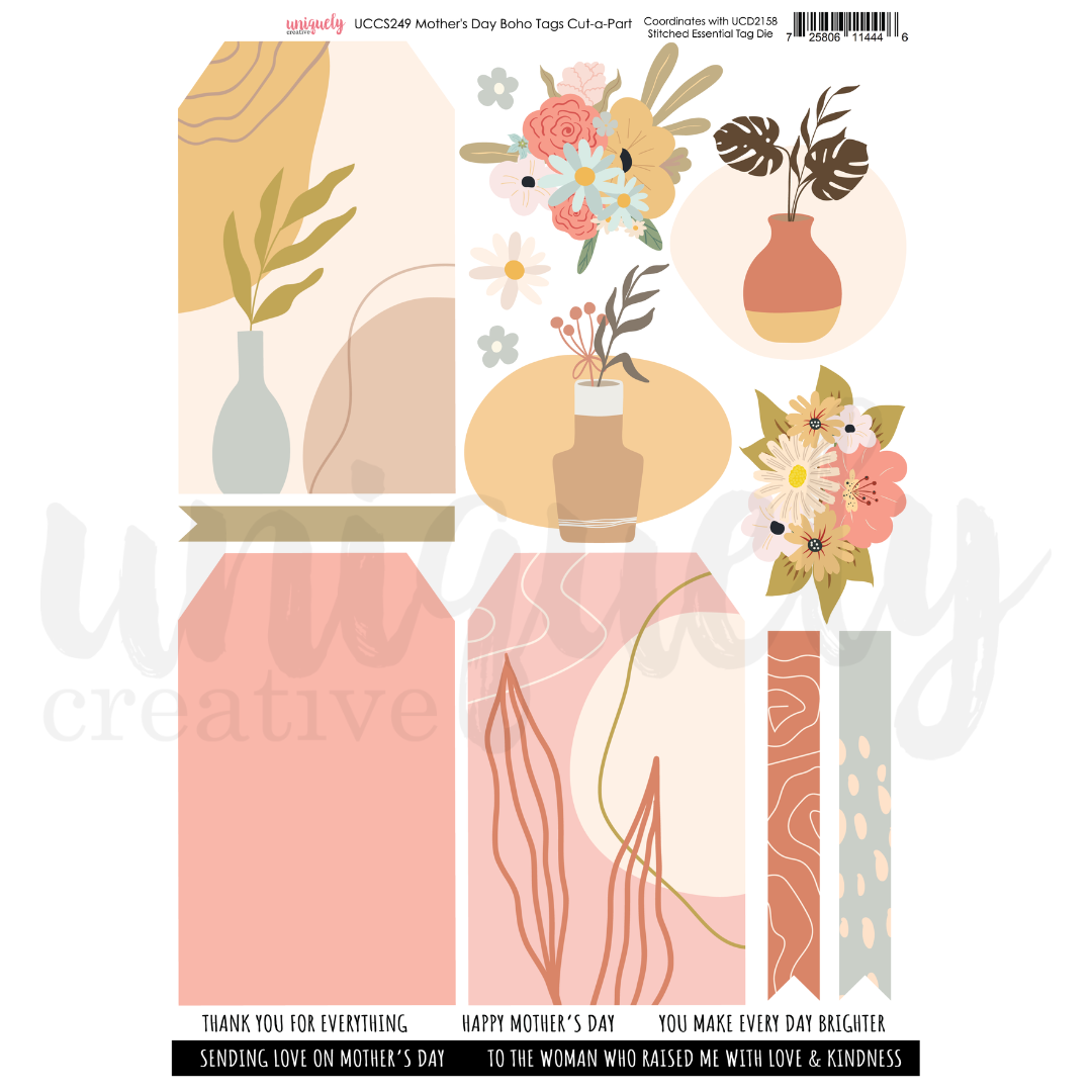 Uniquely Creative - Mother's Day - Boho Tags Cut-a-Part Sheet - UCCS249