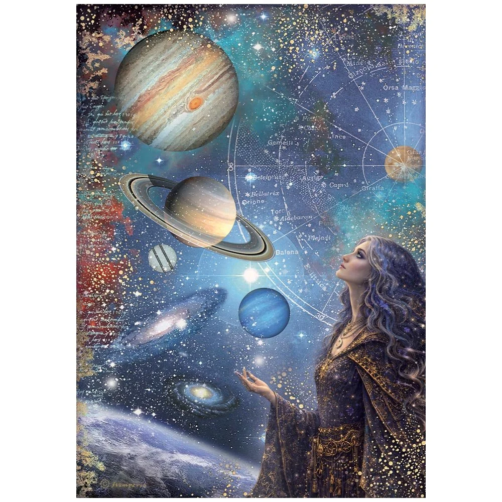 Stamperia - Cosmos - A4 Rice Paper - Planets - DFSA41150