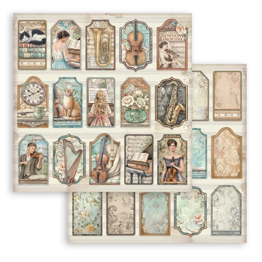 Stamperia - Symphony - Scrapbooking Paper - Tags - SBB1154