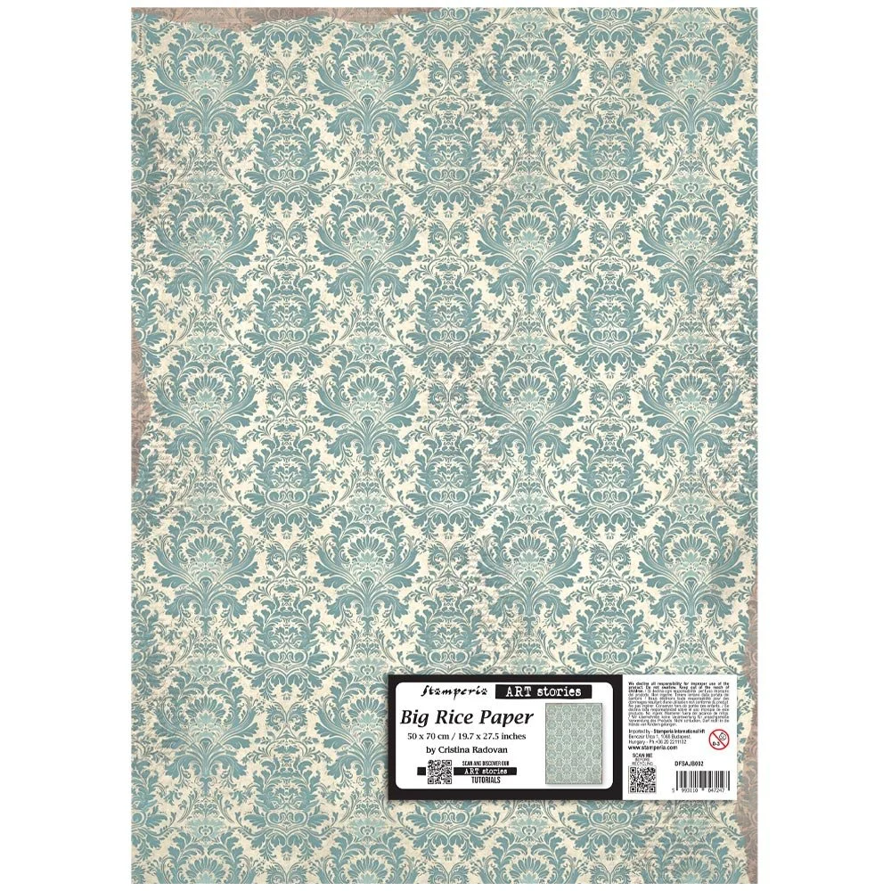 Stamperia - Art Stories - Big Rice Paper - 50cm x 70cm - Damask Pattern - DFSAJB002