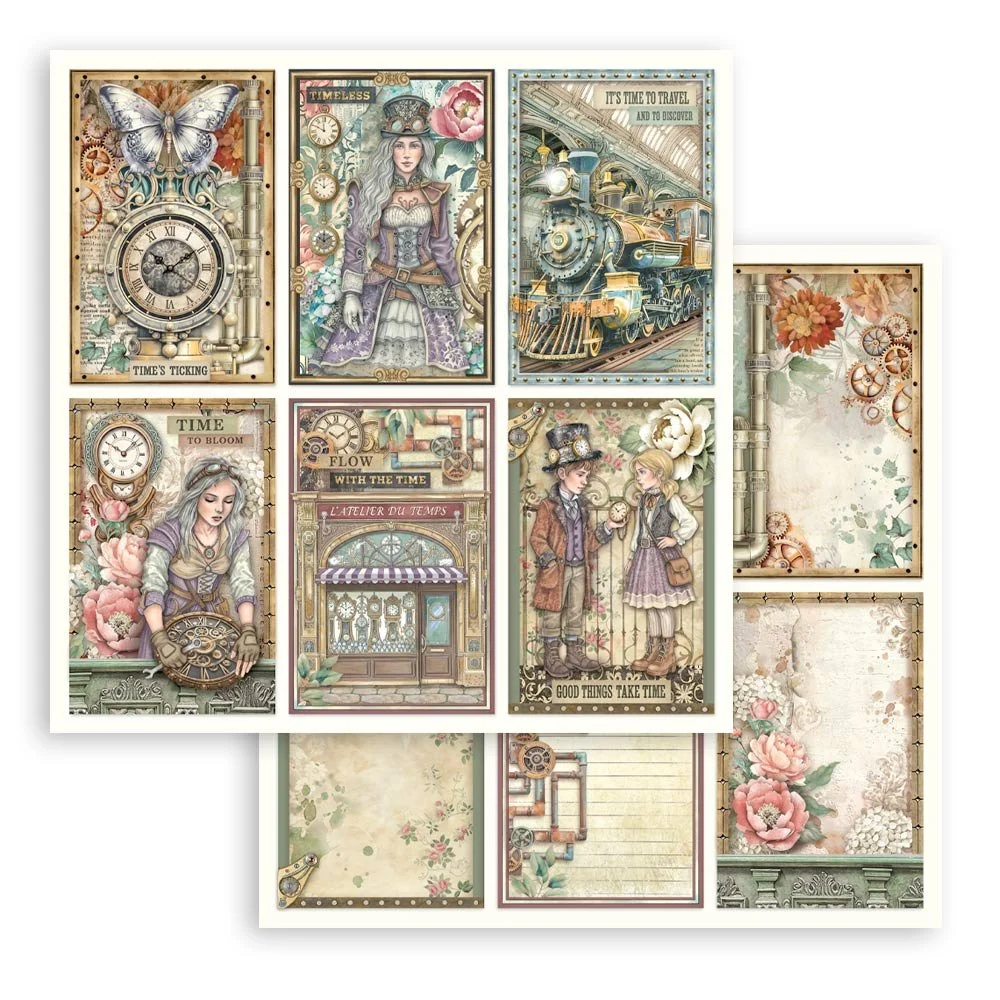 Stamperia - Gardens of Time - Scrapbooking Paper - 6 Cards - SBB1144
