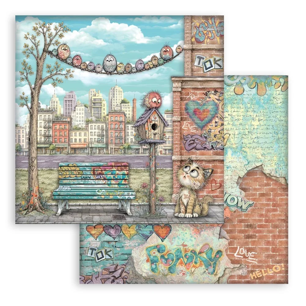 Stamperia - Furry Friends 2 - Scrapbooking Paper - Bench & Nest - SBB1170