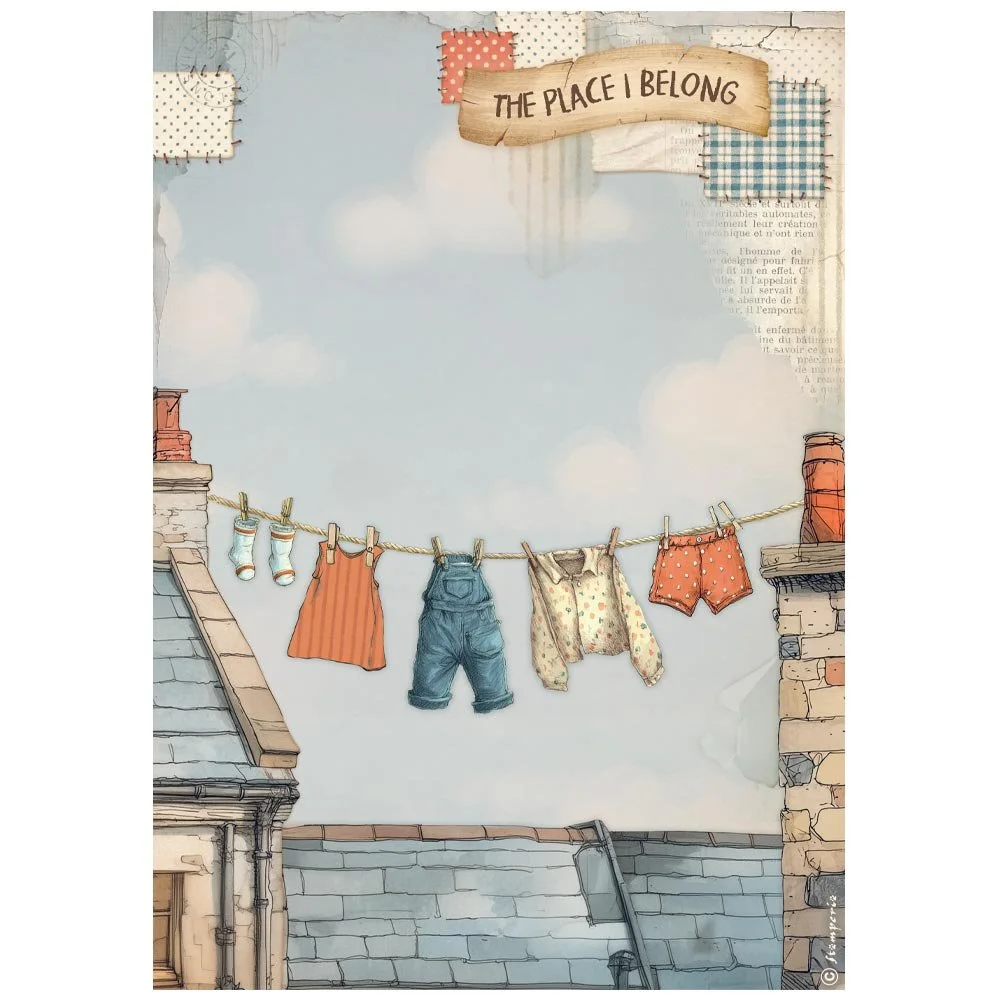 Stamperia - Family - A4 Rice Paper - Fresh Laundry - DFSA41088