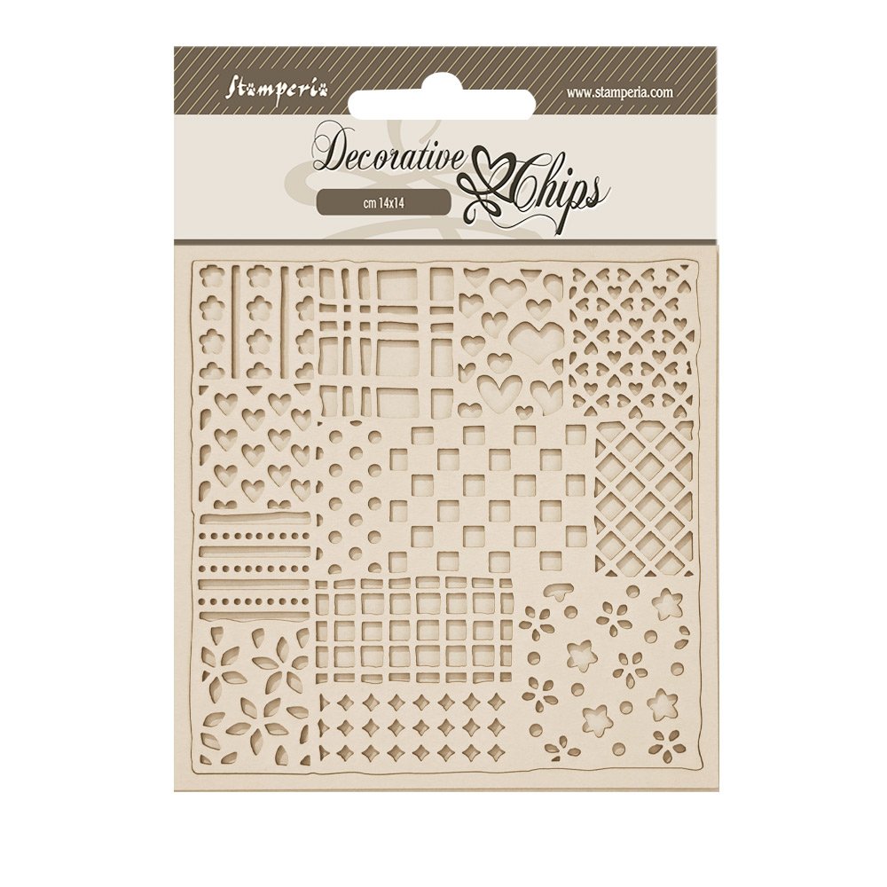 Stamperia - Family - Decorative Chips - Patchwork Pattern - SCB280