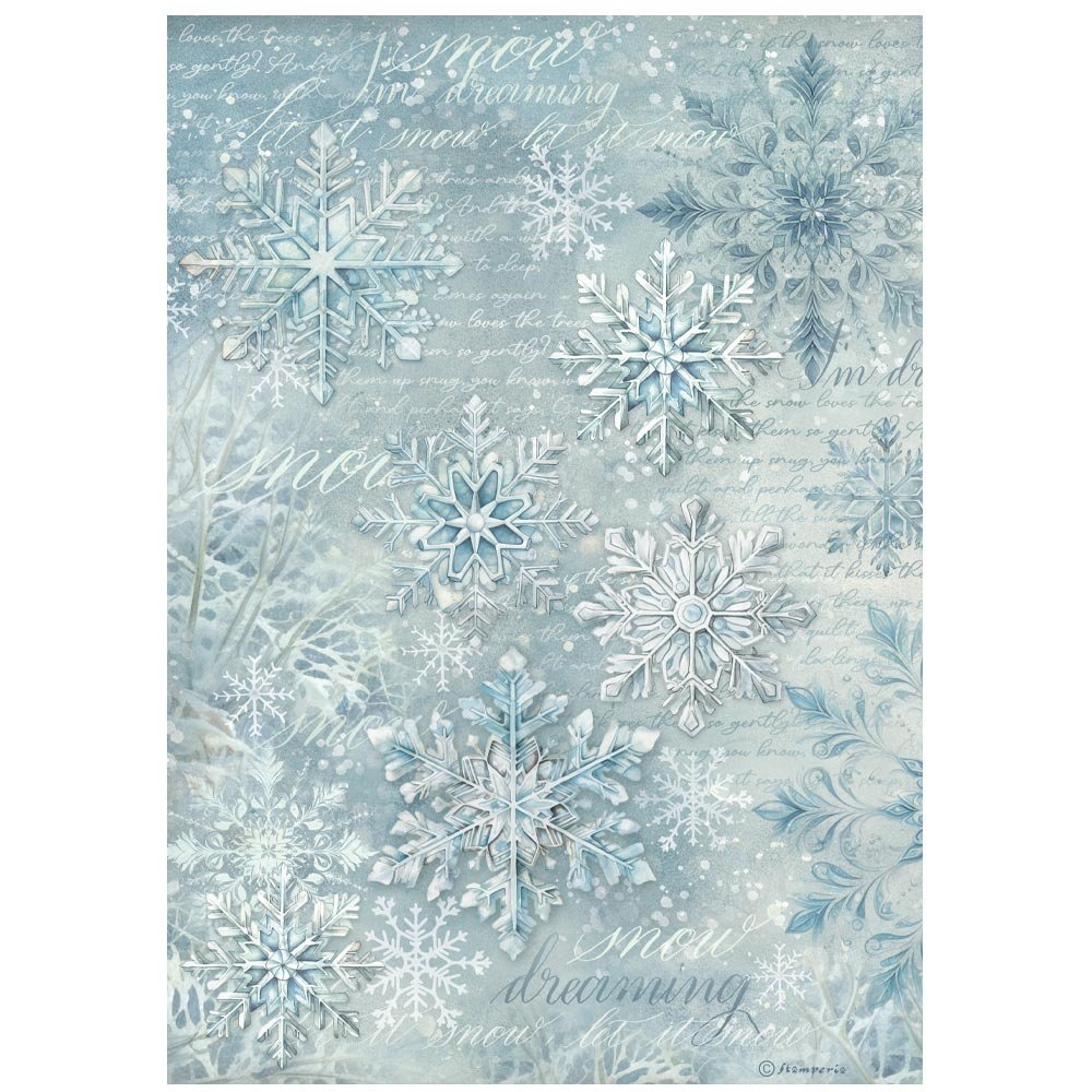 Stamperia - The Owl's House - A4 Rice Paper - Snowflakes - DFSA41056