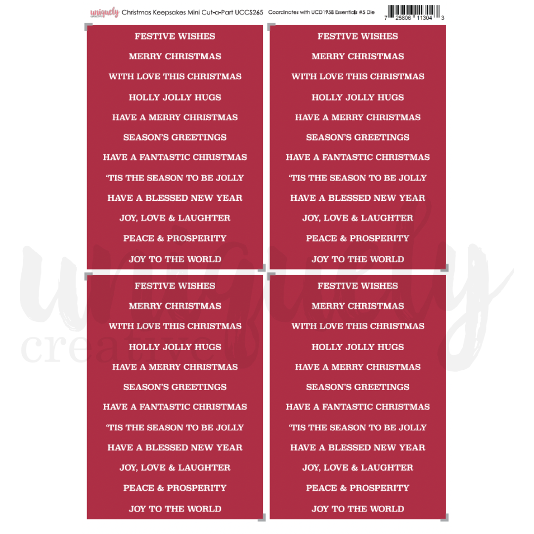 Uniquely Creative - Christmas Keepsakes - Cut-a-Part Sheet Mini -UCCS265
