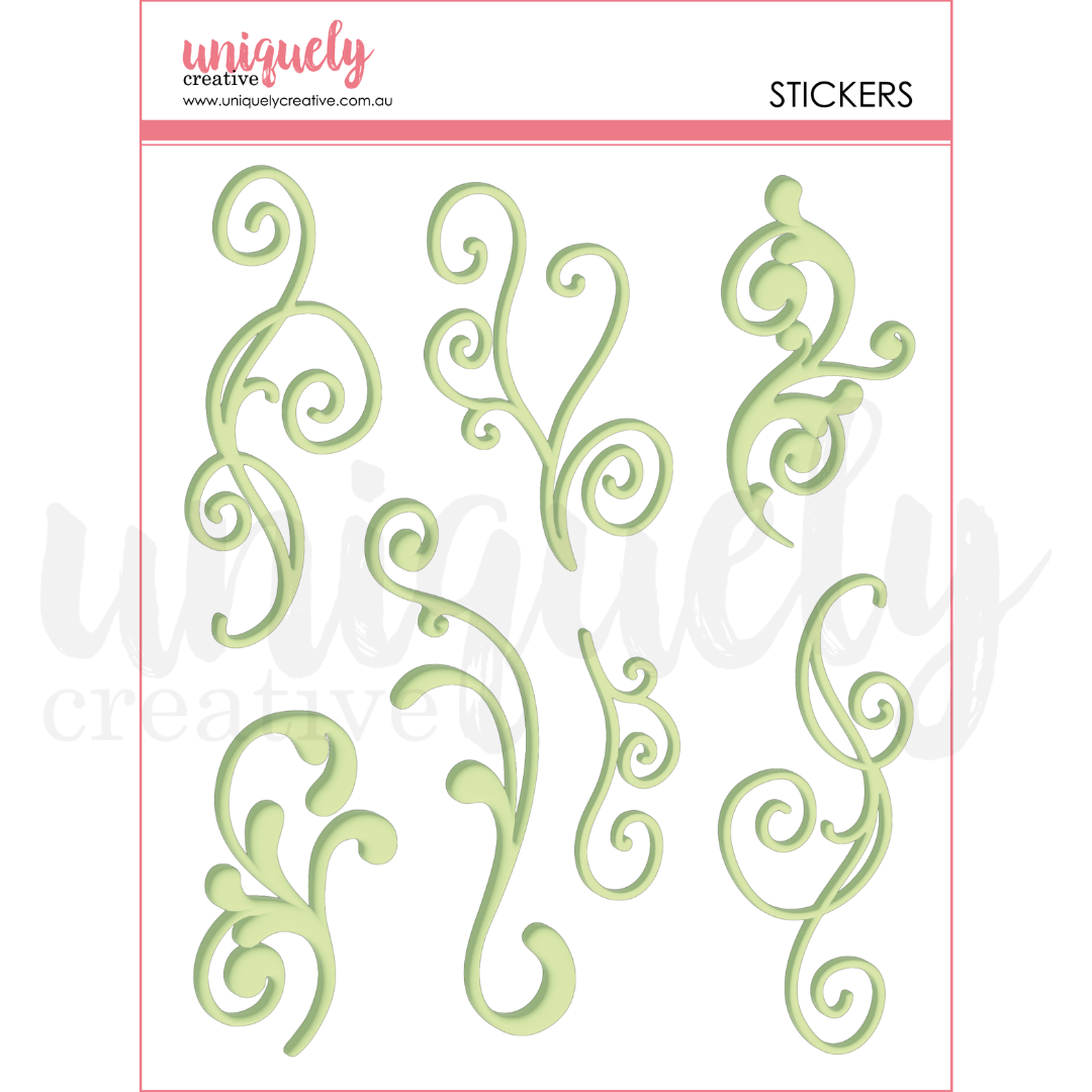 Uniquely Creative - Green Flourish Puffy Stickers - UCE2206