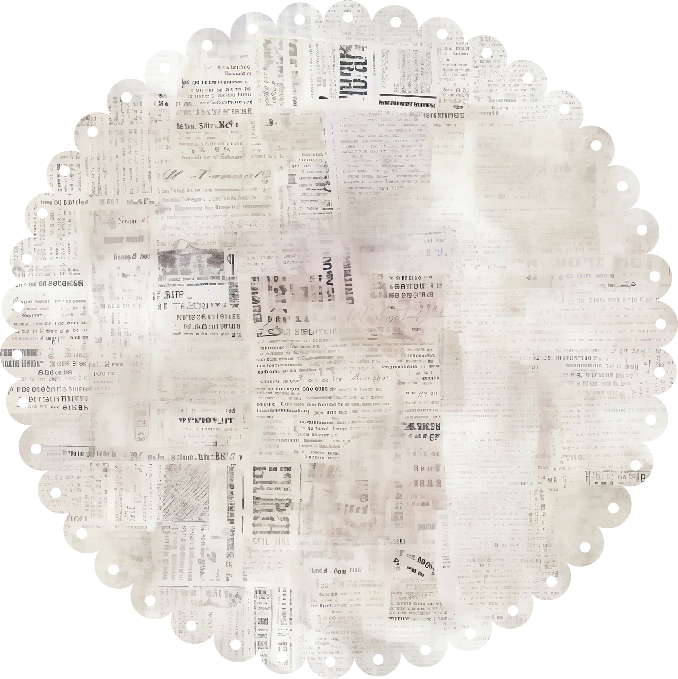 Uniquely Creative - Newsprint Scalloped Decorative Base Layer - UCE2157