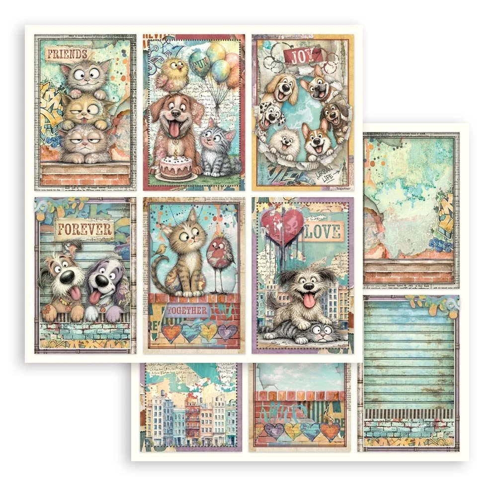 Stamperia - Furry Friends 2 - Scrapbooking Paper - 6 Cards - SBB1171
