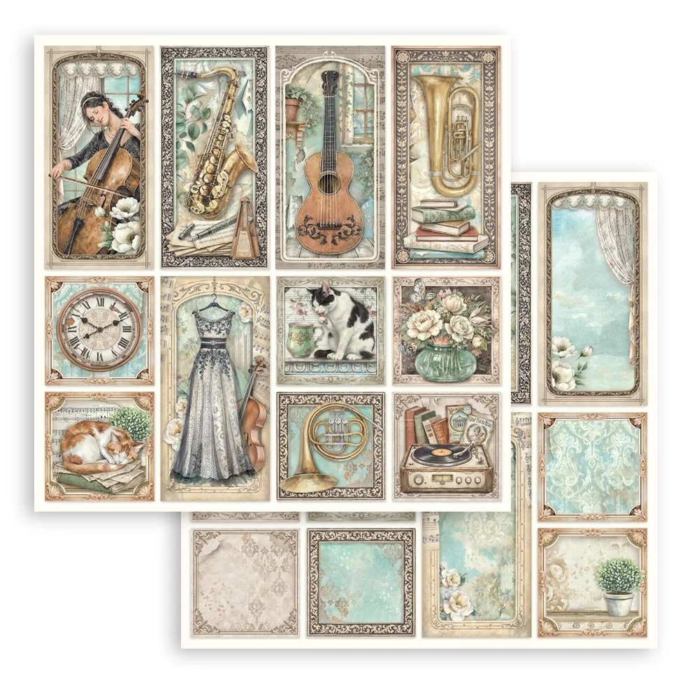 Stamperia - Symphony - Scrapbooking Paper - Mixed Cards - SBB1153