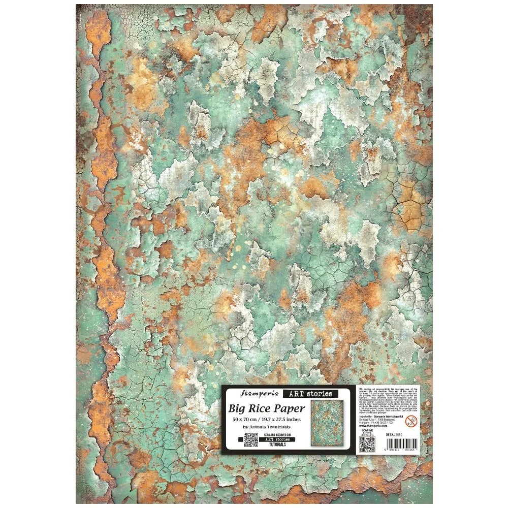 Stamperia - Gardens of Time - Large Rice Paper - 50 x 70cm - Patina Pattern - DFSAJB010