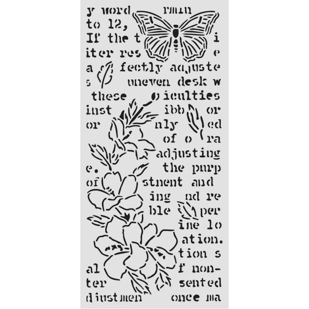 Stamperia - Secret Diary - Stencil 12 x 25cm - Butterfly & Flower - KSTDL151
