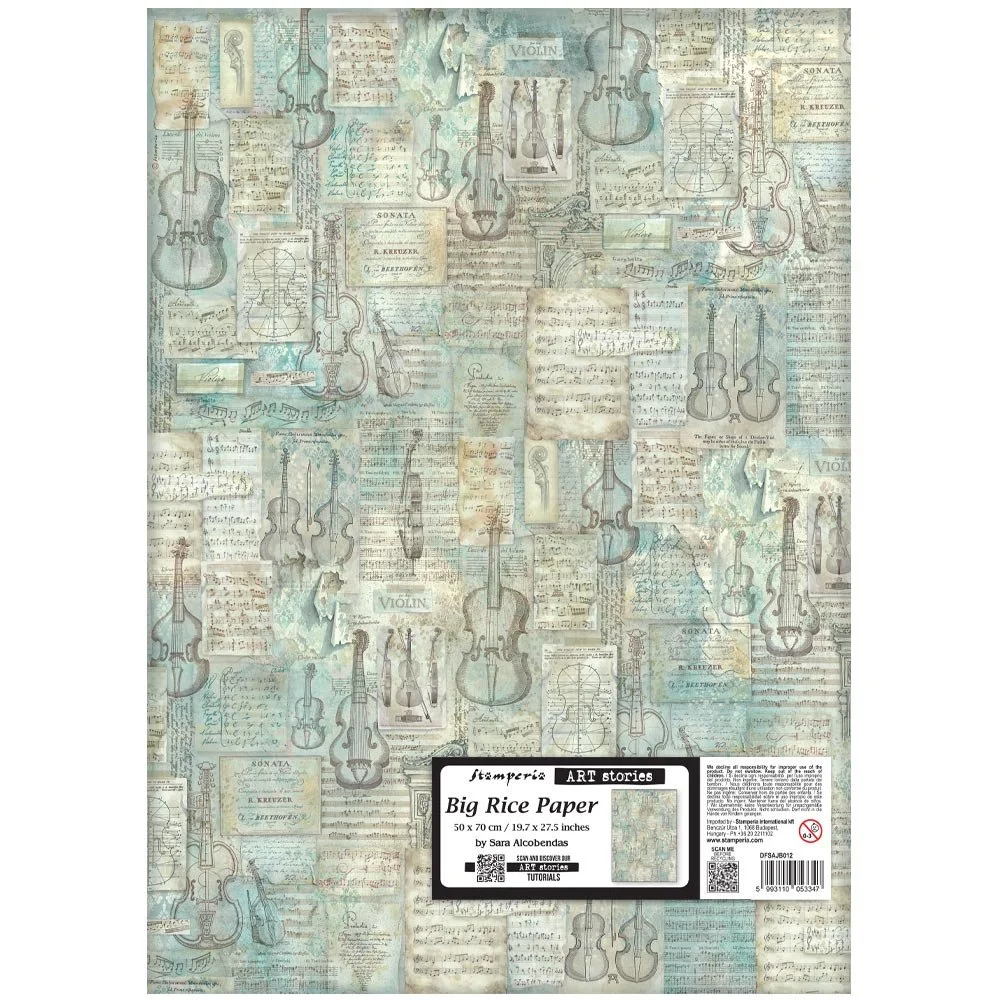 Stamperia - Symphony - Rice Paper - 50x 70cm - Music Pattern - DFSAJB012