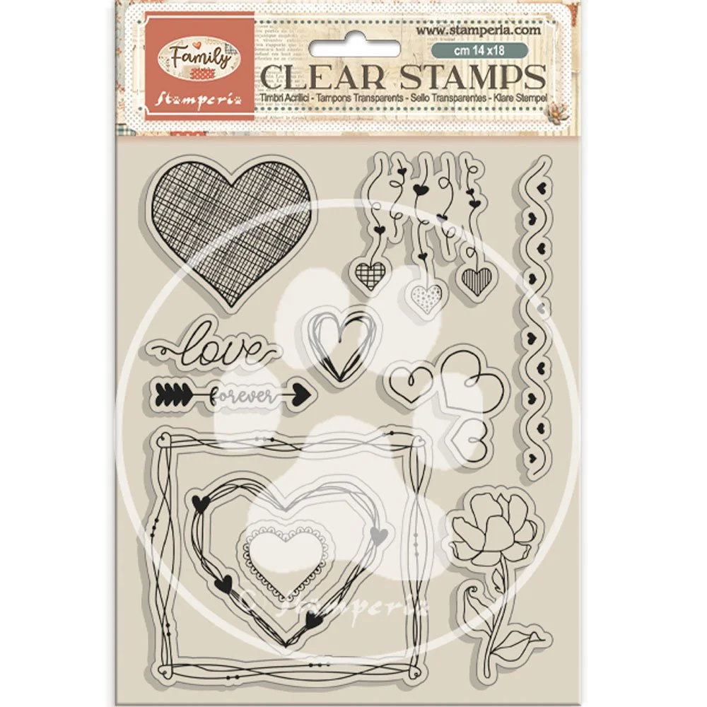 Stamperia - Family - Acrylic Stamp - Hearts - WTK234
