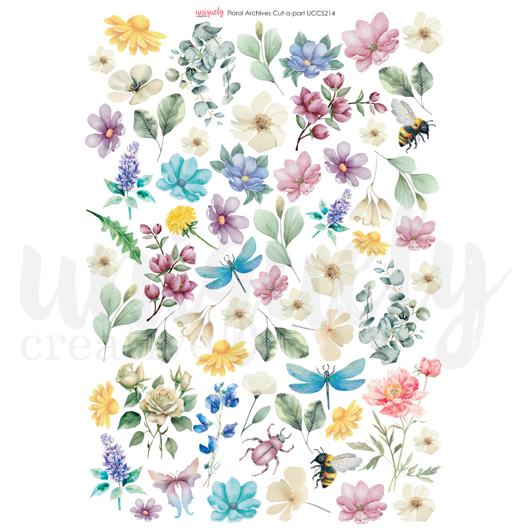Uniquely Creative - Floral Archives Cut-a-Part Sheet - UCCS214