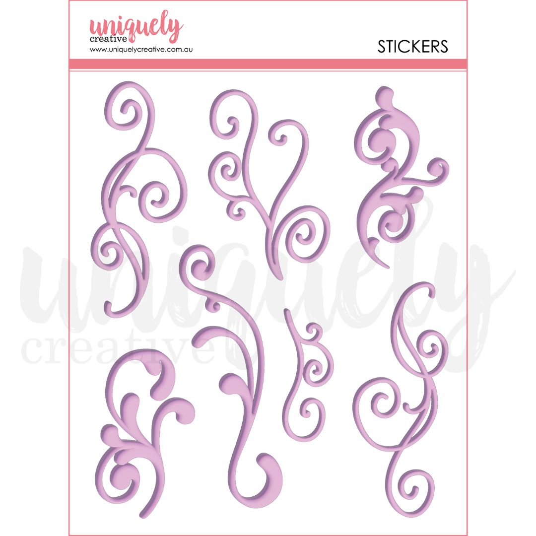 Uniquely Creative - Purple Flourish Stickers - UCE2208