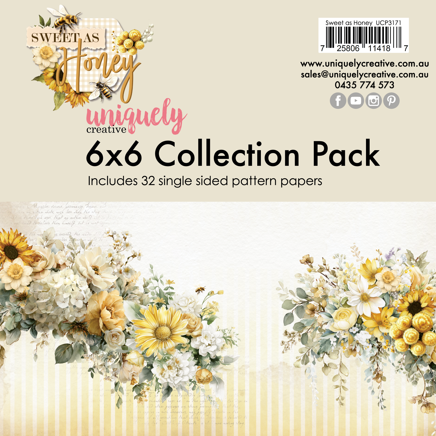 Uniquely Creative - Sweet as Honey - 6 x 6 Collection Pack - UCP3171