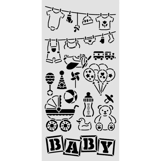 Stamperia - Baby - 12 x 25cm Stencil - Elements - KSTDL145