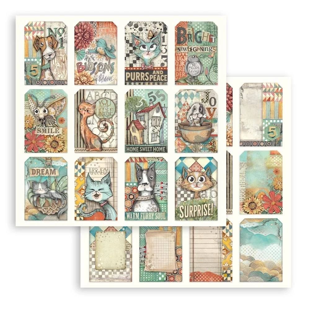 Stamperia - Furry Friends - Scrapbooking Paper - Tags - SBB1103