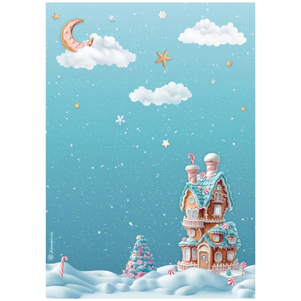 Stamperia - Candy Christmas - A4 Rice Paper - Marzipan Houses - DFSA41049