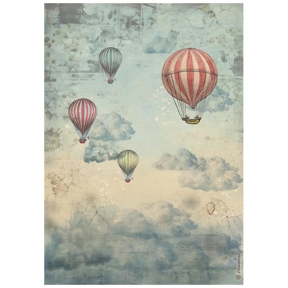 Stamperia - Voyages Fantastique - A4 Rice Paper Pack - Air Balloons - DFSA41101