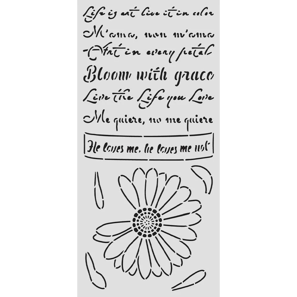 Stamperia - Daisy Art - Stencil - 12 x 25cm - He Loves Me,He Loves Me Not - KSTDL147