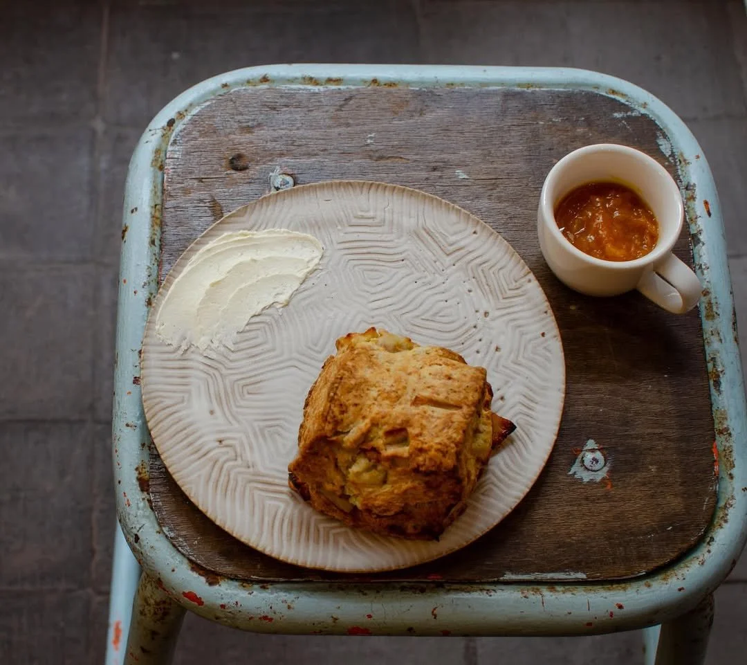 pear and bergamote scone, whipped butter, orange & delica pumpkin jam.jpg