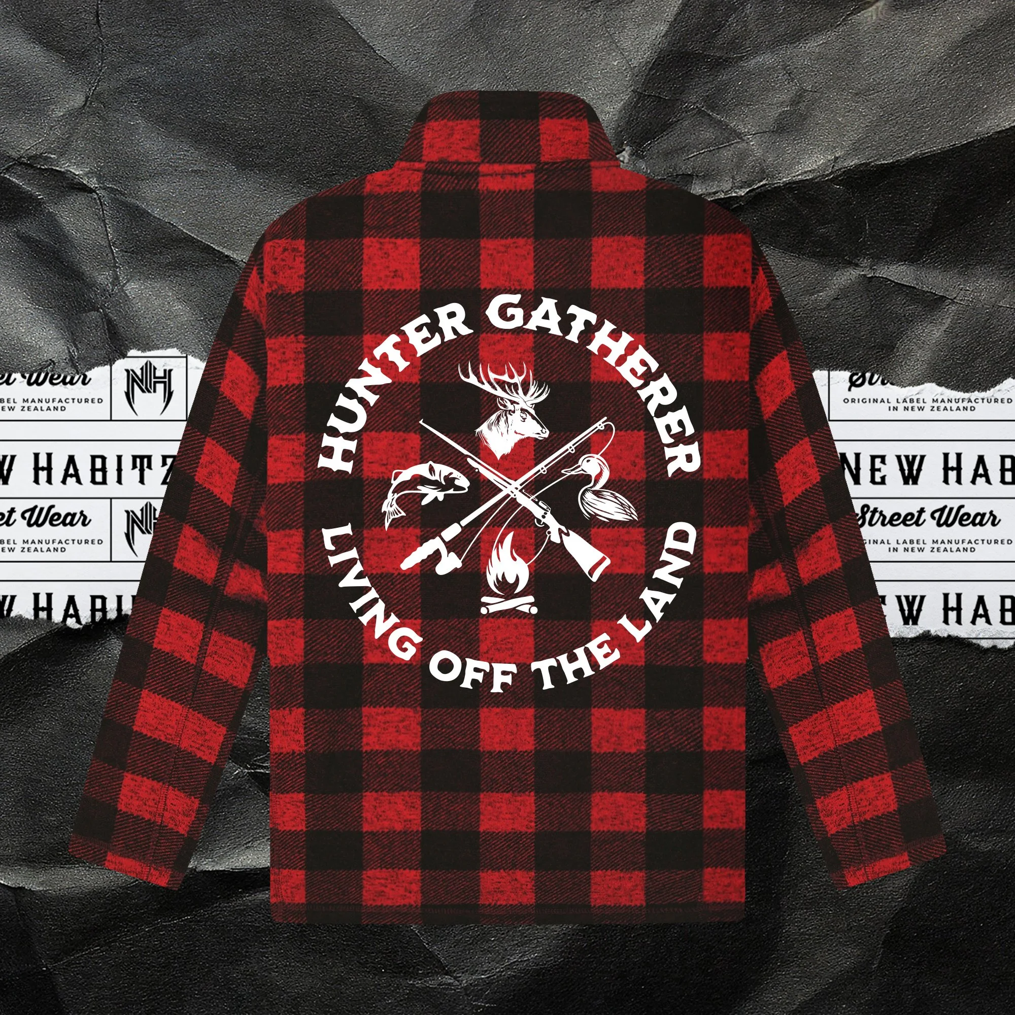 Hunter G Half Zip Fleece Red checkered