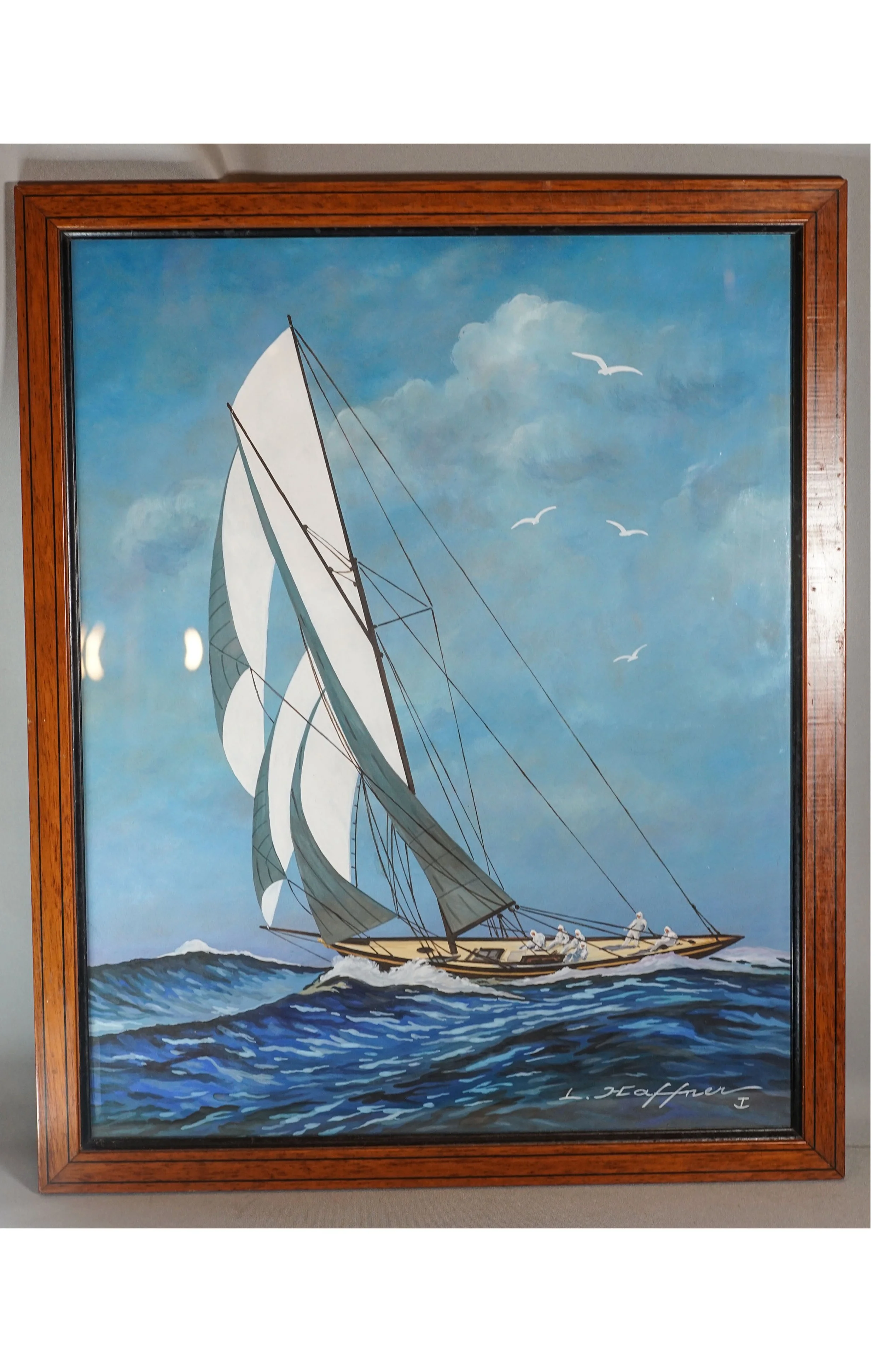 Léon HAFFNER Gouache voilier
