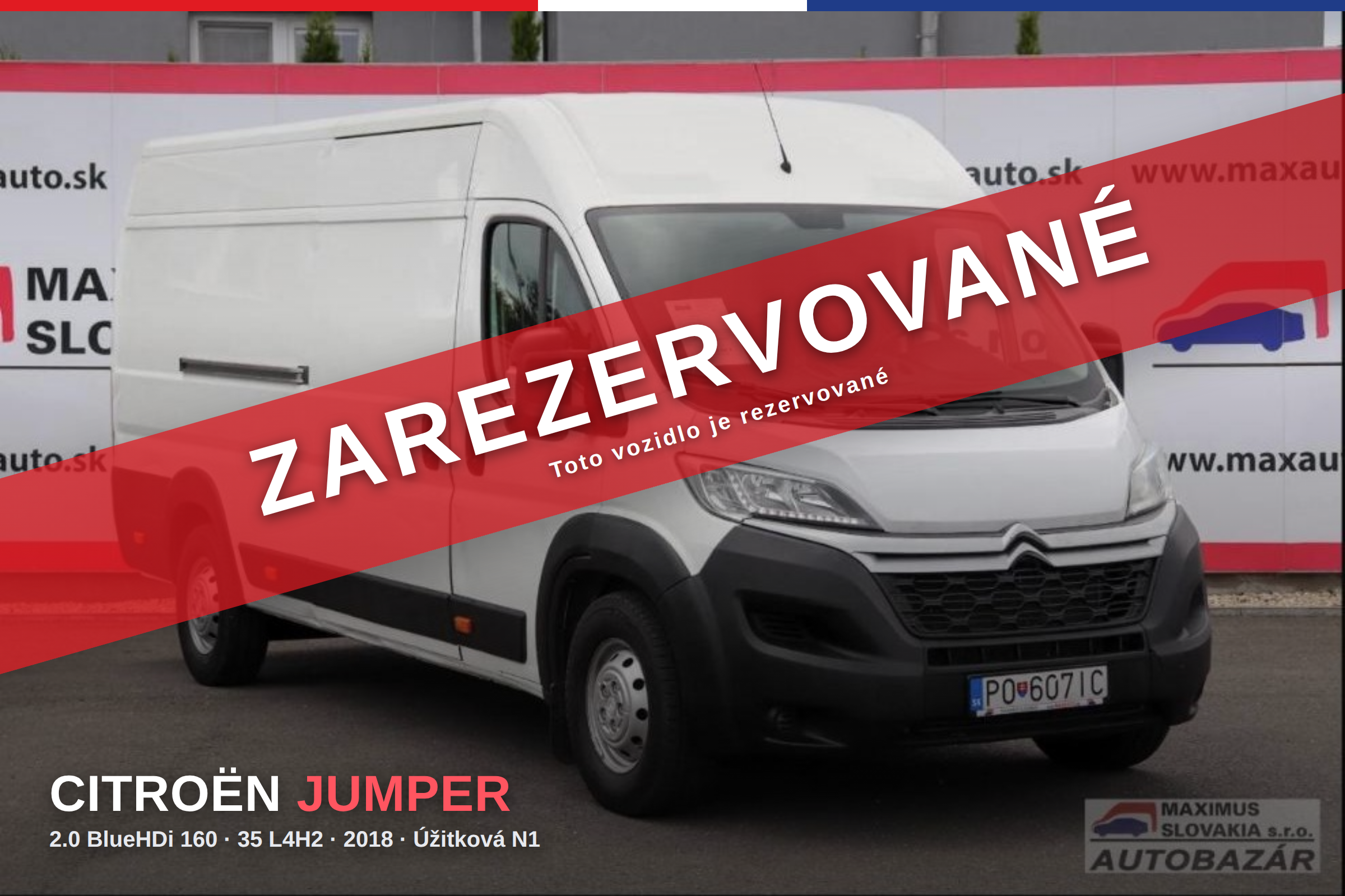 *REZERVOVANÉ* Citroën Jumper 2.0 BlueHDi 160 35 L4H2